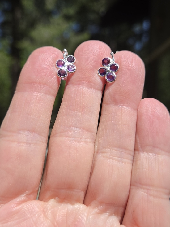 Celestial Kharma Collection by Avelon Jewelry - Amethyst Sterling Grape Cluster Earrings